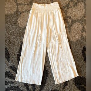 White Wide Leg Linen Pants